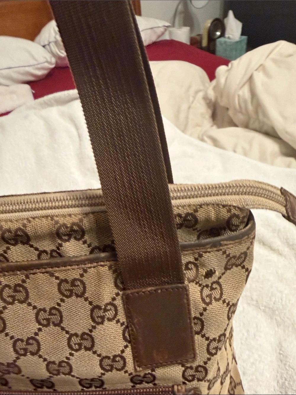 Gucci Tan/Brown GG Canvas Messenger Bag